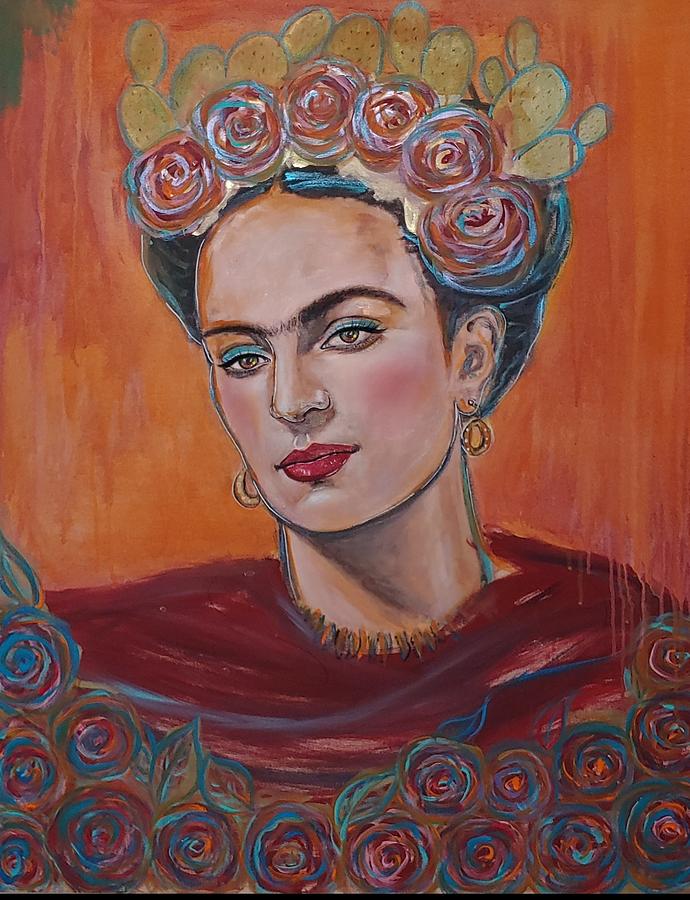 Frida Kahlo Rose Garden Painting by Alma Yamazaki