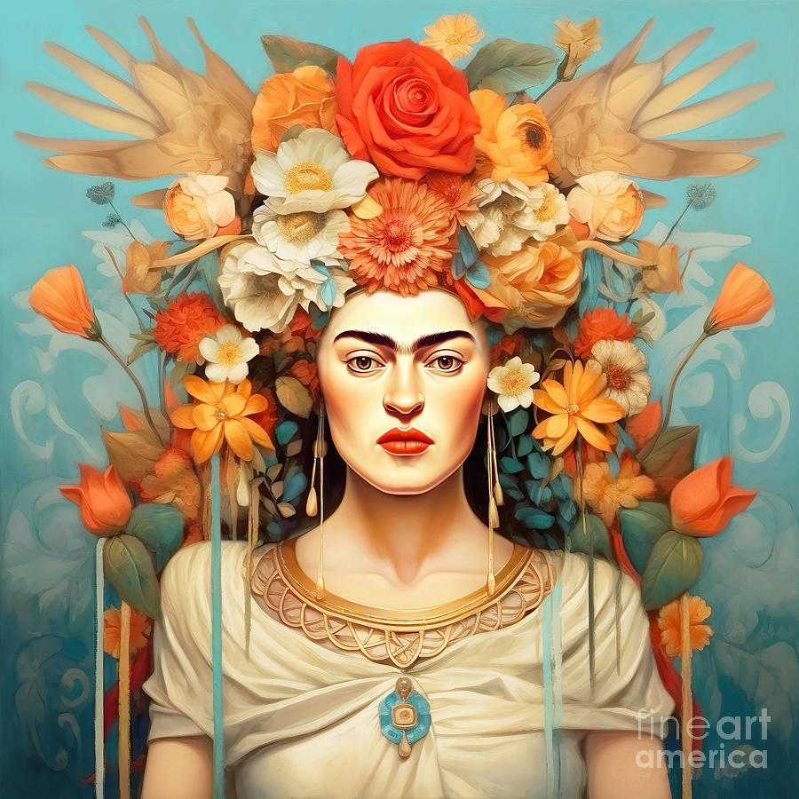 Flower Digital Art - Frida Kahlo Self Portrait 15 by Mark Ashkenazi