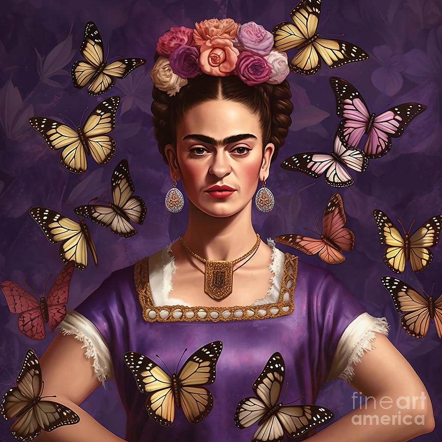 Flower Digital Art - Frida Kahlo Self Portrait 16 by Mark Ashkenazi