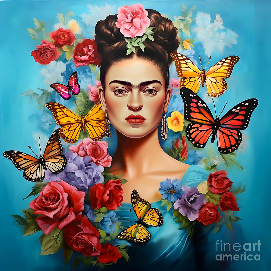 Flower Digital Art - Frida Kahlo Self Portrait 17 by Mark Ashkenazi