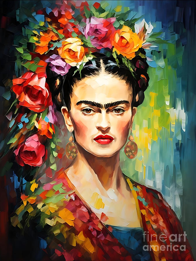 Flower Painting - Frida Kahlo Self Portrait 22 by Mark Ashkenazi