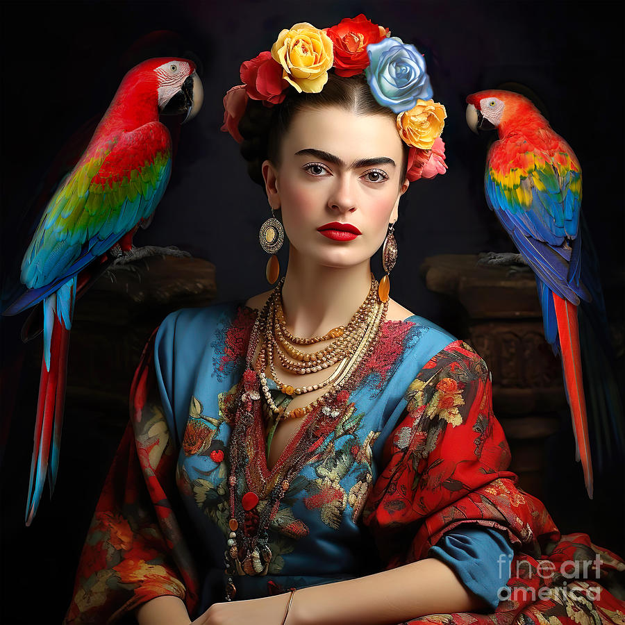 Flower Digital Art - Frida Kahlo Self Portrait 23 by Mark Ashkenazi