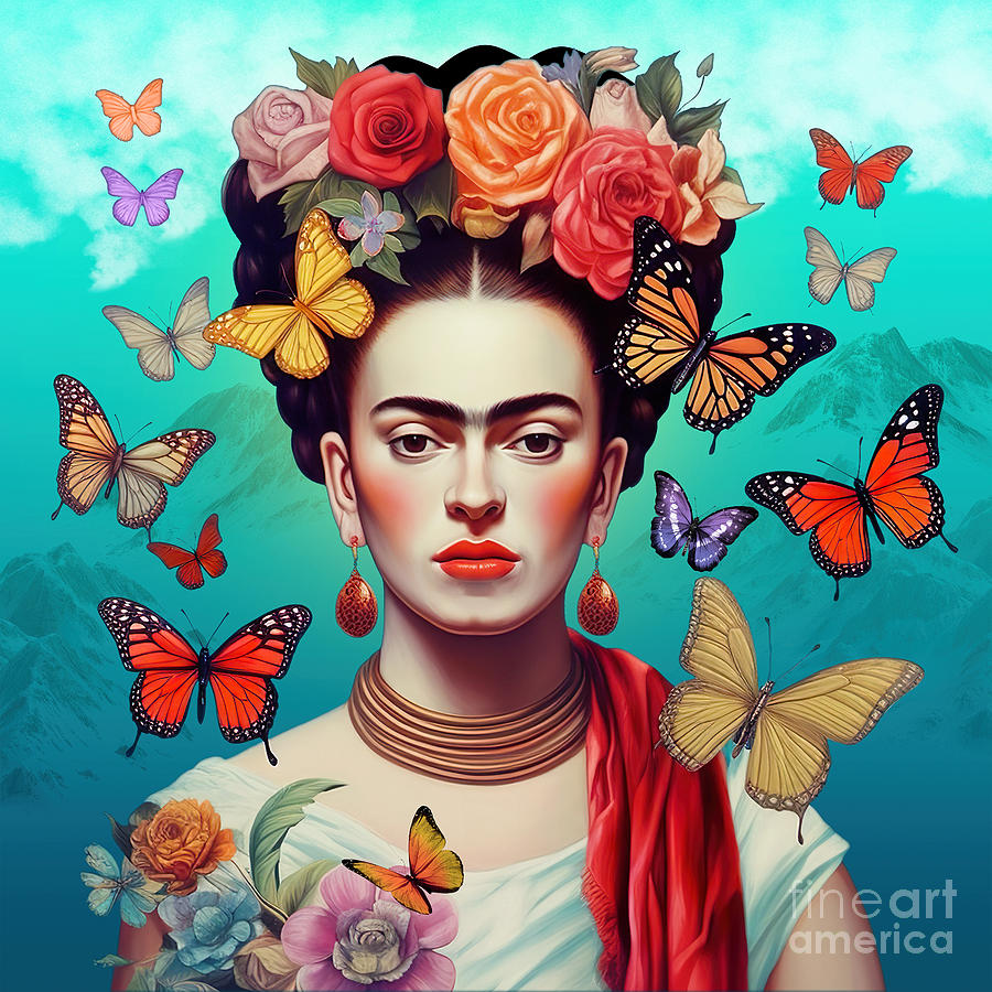 Flower Digital Art - Frida Kahlo Self Portrait 7 by Mark Ashkenazi