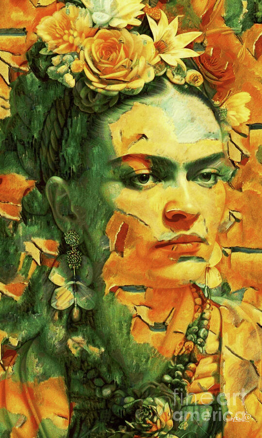 Frida Kahlo - self-portrait with digital artifacts Digital Art by Chris Bee
