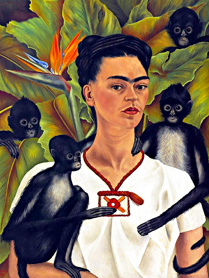 Frida Kahlo Self-Portrait with Monkeys Art Print Surrealism Magic ...