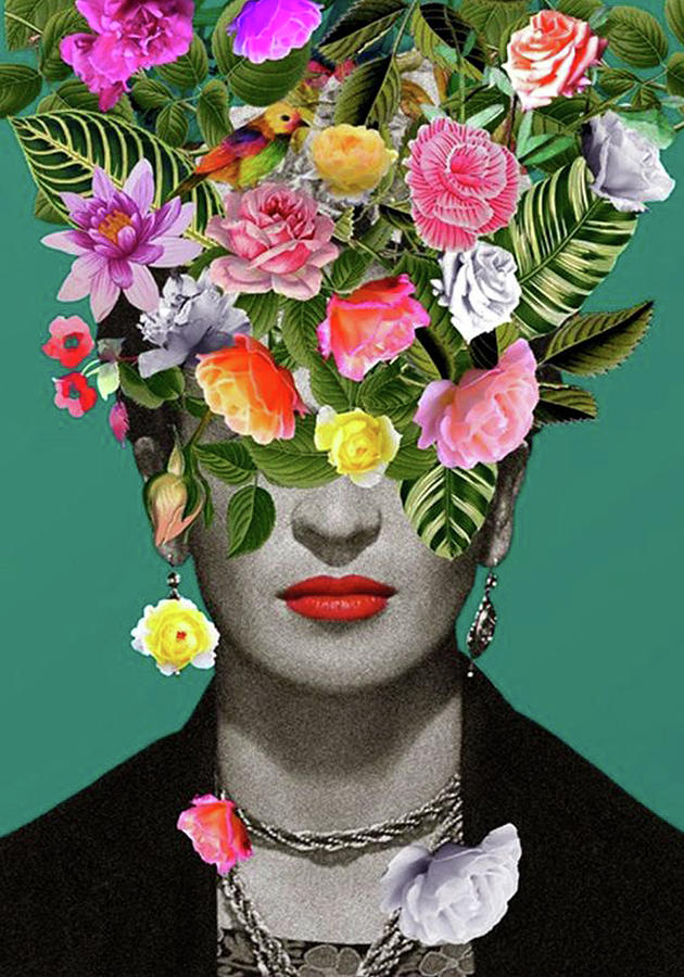 Frida Kahlo Self Portrait With Thorn Necklace and Hummingbird Digital Art by Jermain Sawayn