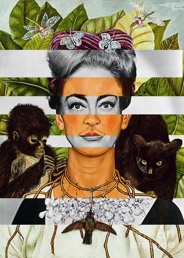 Joan Crawford Digital Art - Frida Kahlo Self Portrait with Thorn Necklace and Joan Crawford by Luigi Tarini