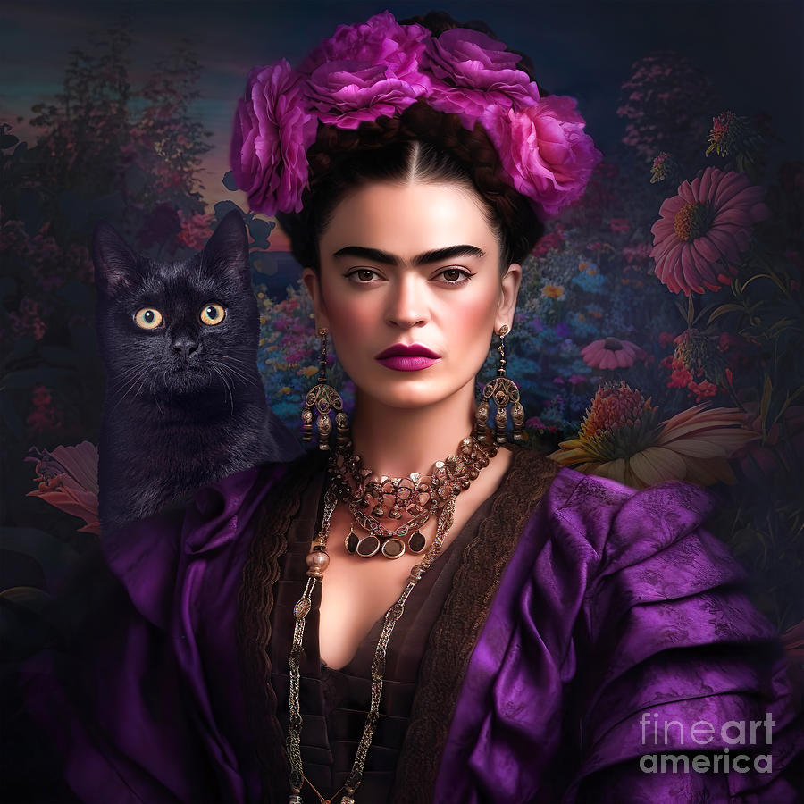 Flower Digital Art - Frida Kahlo vintage art 2 by Mark Ashkenazi