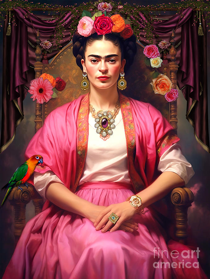 Flower Digital Art - Frida Kahlo vintage art  by Mark Ashkenazi