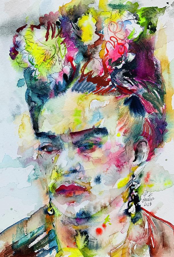 FRIDA KAHLO - watercolor portrait .4 by Fabrizio Cassetta