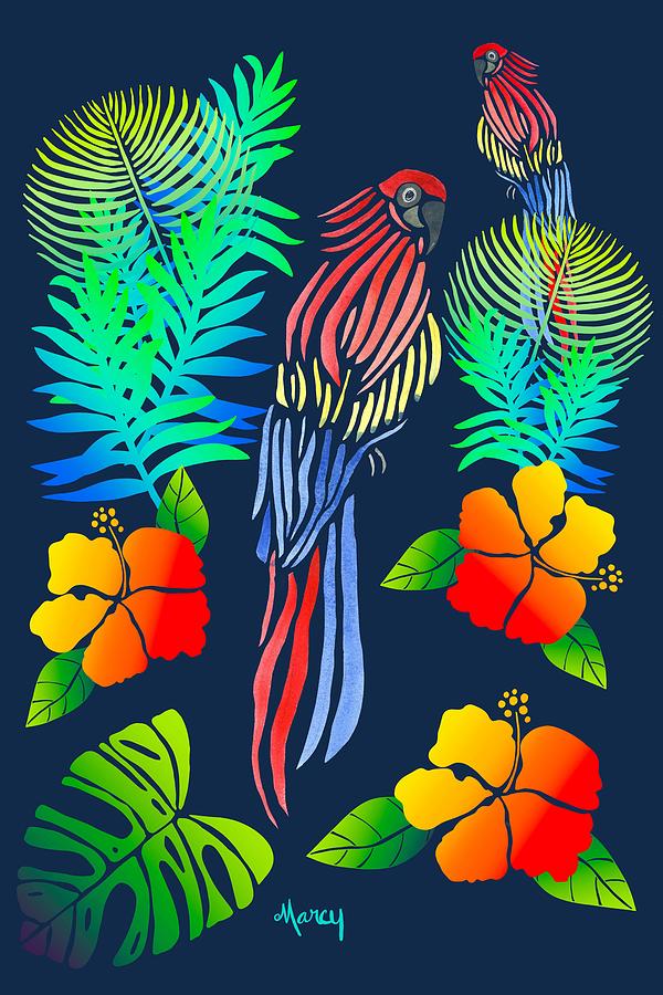 Frida Tropicals Painting by Marcy Brennan