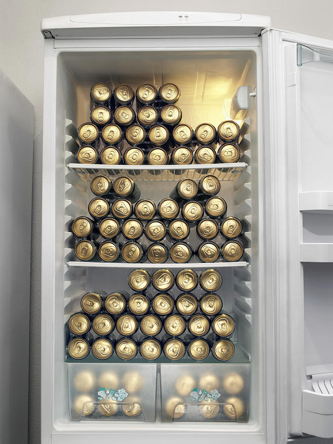 Fridge Filled With Cans of Beer Photograph by Jonathan Kitchen