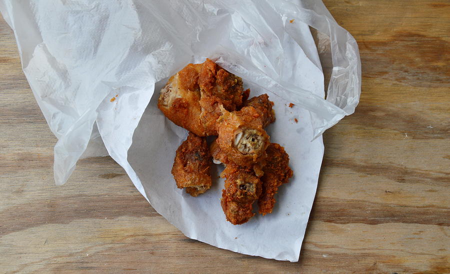 Fried Chicken On Paper In Plastic Bag For Take Home Photograph by Pedphoto36pm