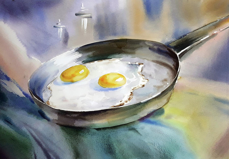 Egg Painting - Fried Eggs by Olena Kishkurno