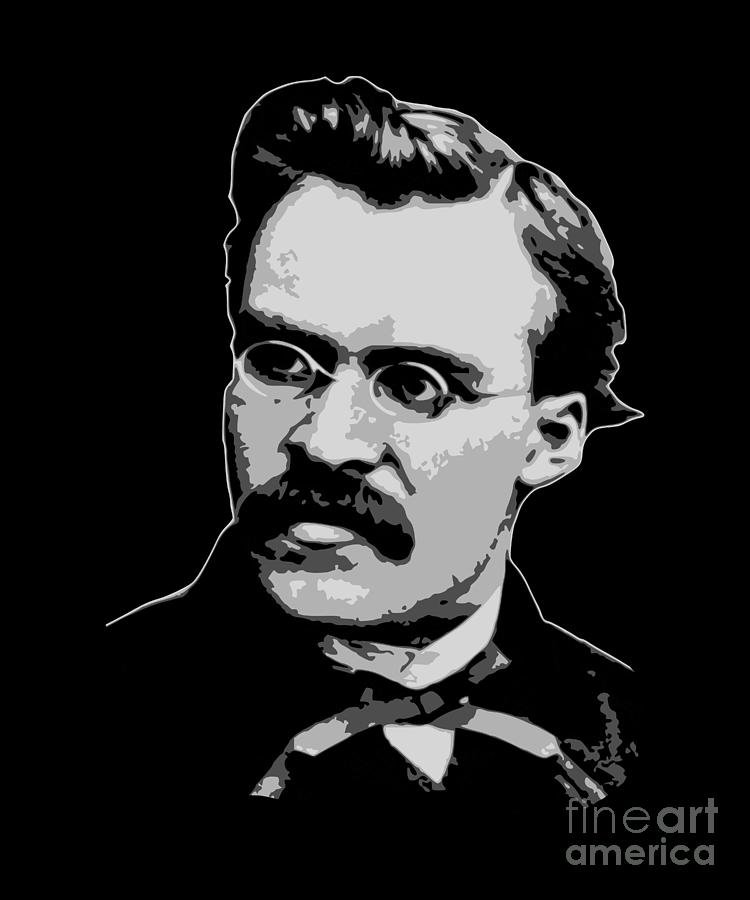 Friedrich Nietzsche Black and White Digital Art by Megan Miller