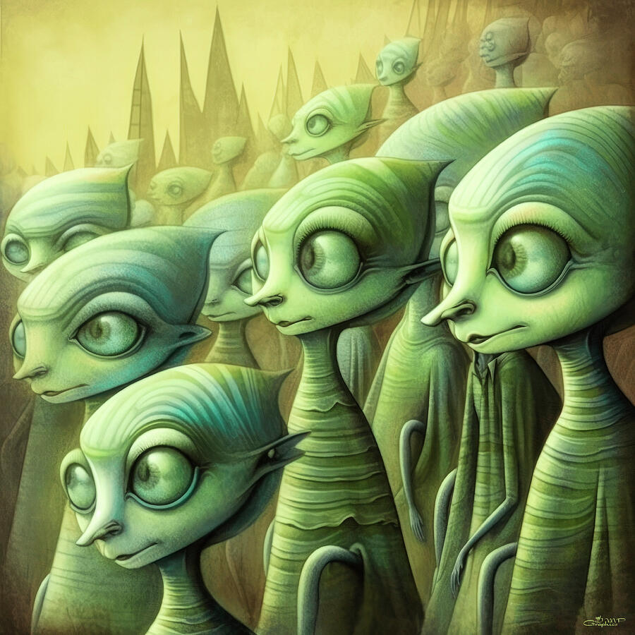 Friendly Aliens Digital Art by Jutta Maria Pusl - Fine Art America