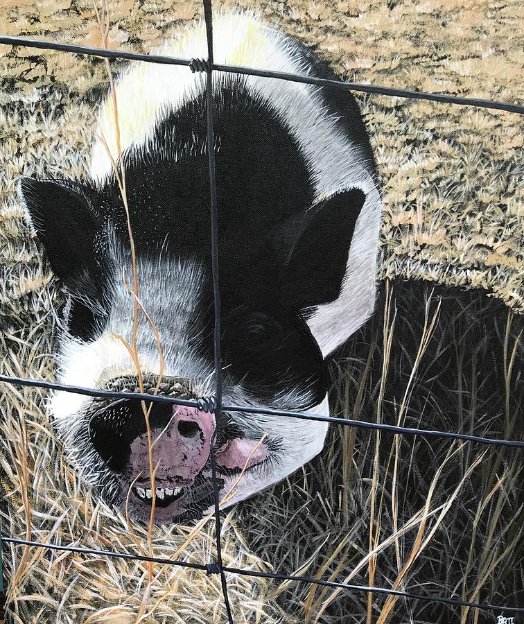 Pig Painting - Friendly Pig by Boots Quimby