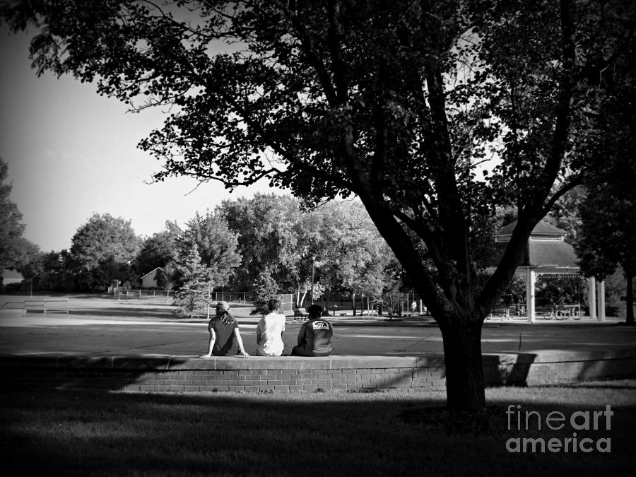 Friends At The Park - Black and White Photograph by Frank J Casella