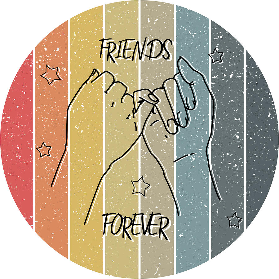 Friends forever doodle star retro sunset stripes grunge background love  concept couple art drawing Drawing by Mounir Khalfouf - Pixels