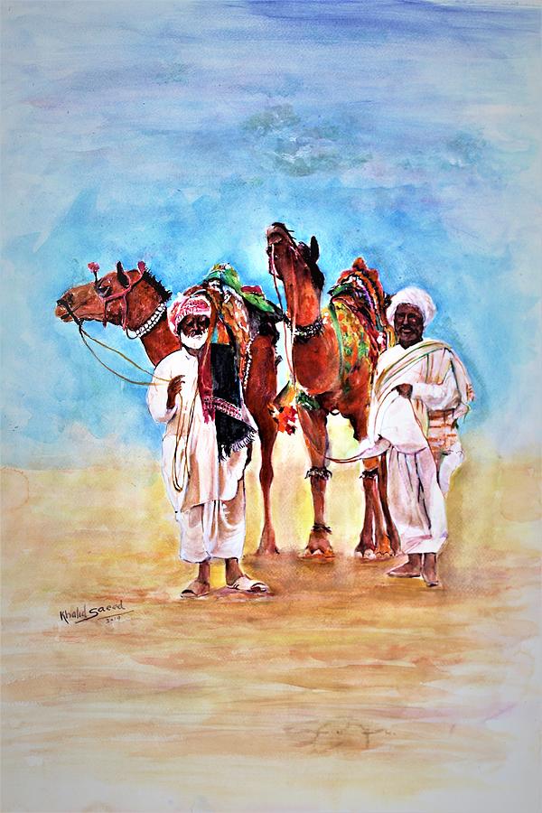 Friends of desert Painting by Khalid Saeed