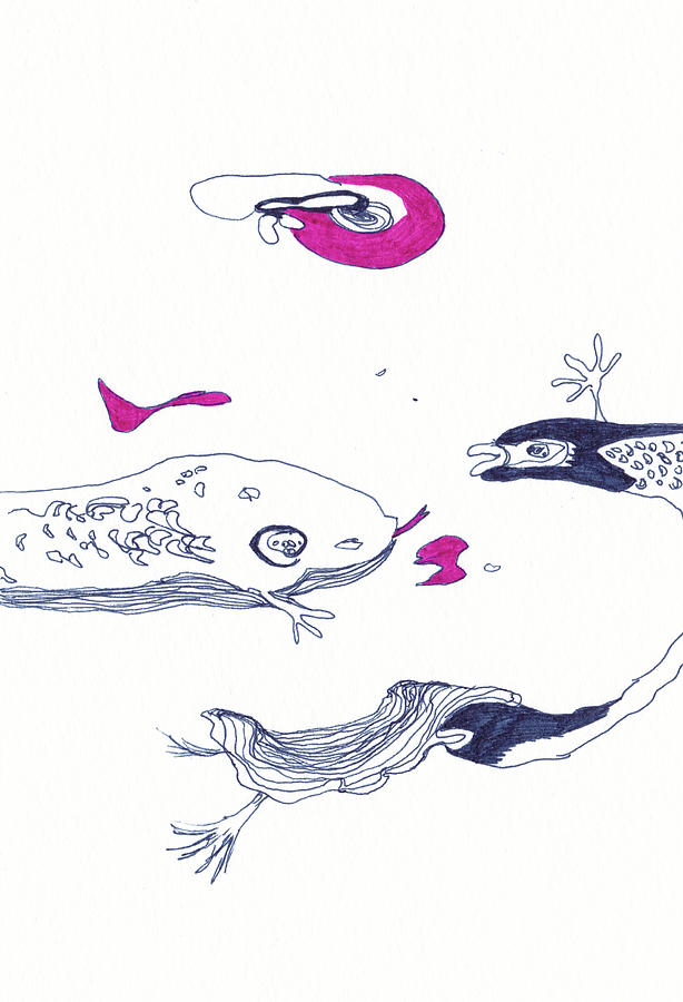 Lines Drawing - Friends - #SS20DW007 by Satomi Sugimoto Lines Drawing - Friends - #SS20DW007 by Satomi Sugimoto