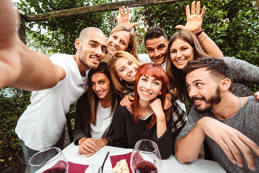 Friends Take A Selfie At The Restaurant Photograph by Franckreporter