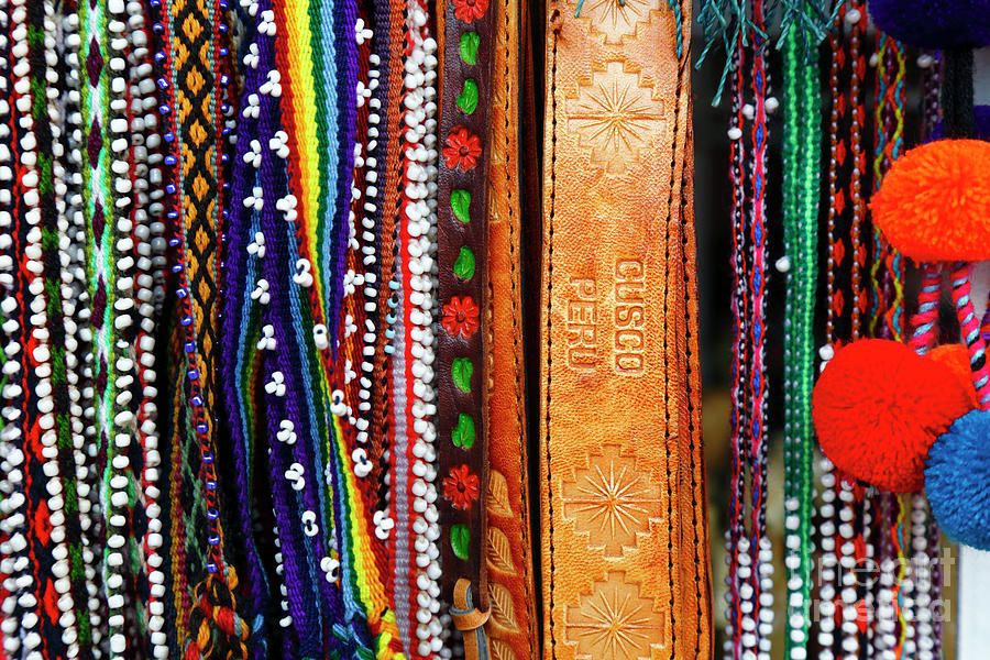 Friendship bracelets and leather belt Cusco Peru Photograph by James Brunker
