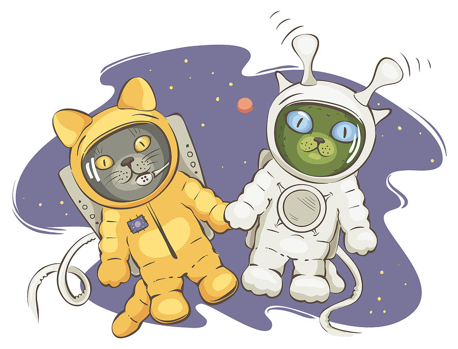 Friendship on space Drawing by Maria-Hunter