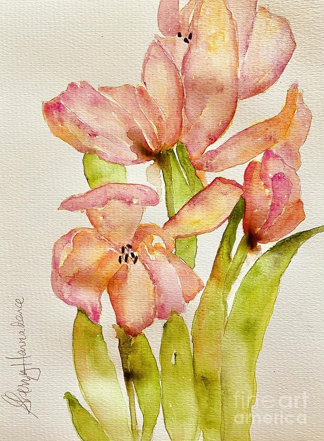 Friendship Tulips Painting by Sherry Harradence