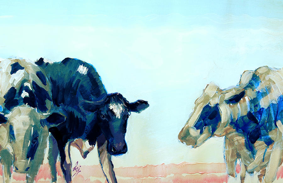 Friesian Dairy Cows painting Painting by Mike Jory