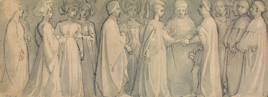 Frieze of a Medieval Wedding Drawing by Thomas Stothard