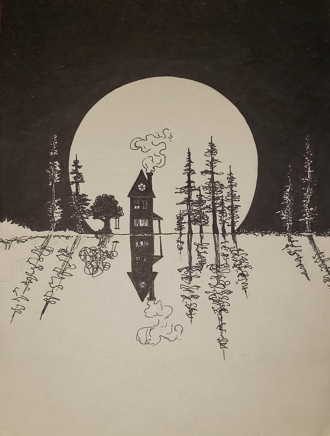 Friggs Moon Drawing by Stephanie Hollingsworth