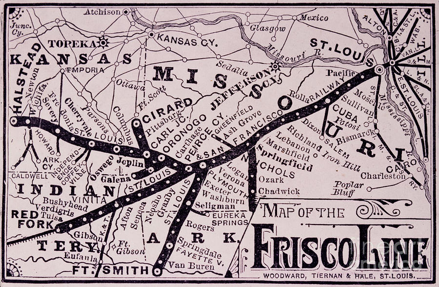 Frisco Line map detail Photograph by Garry McMichael