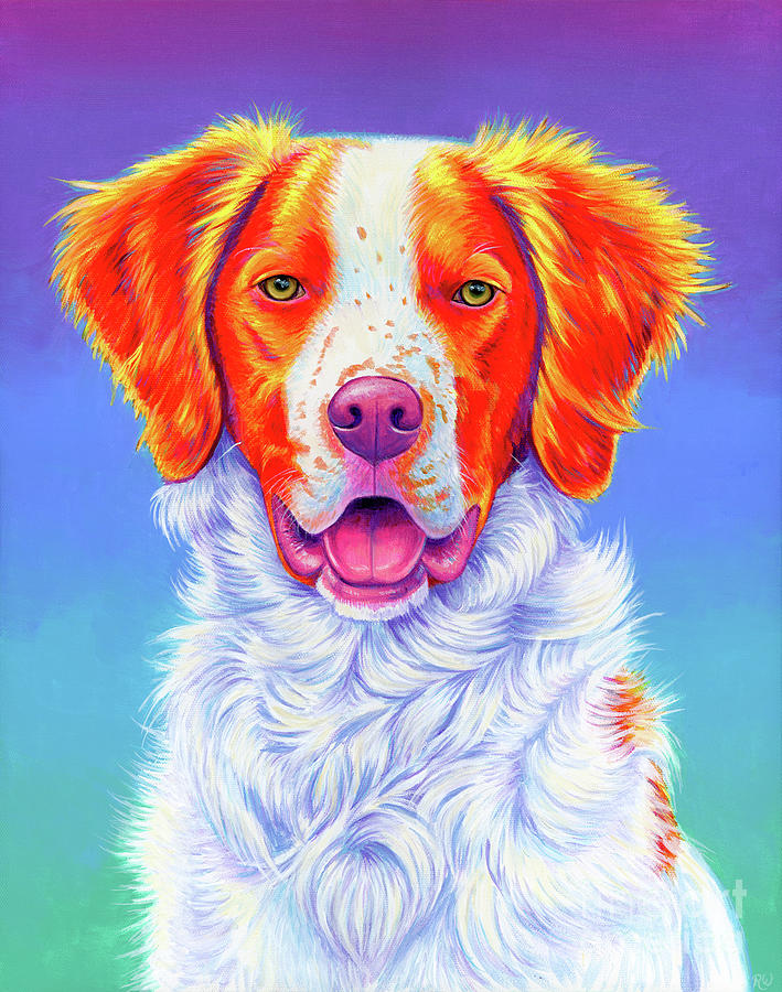 Frisco the Brittany Spaniel Dog Painting by Rebecca Wang