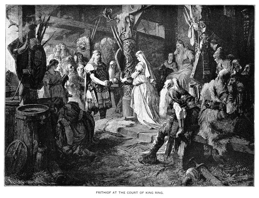 Frithiof at the Court of King Ring engraving 1892 Drawing by Thepalmer