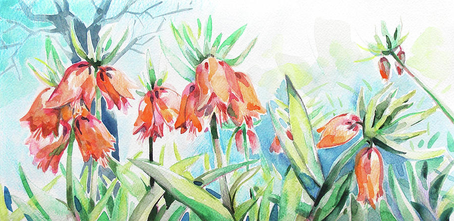 Fritillaria imperialis Painting by Katya Atanasova