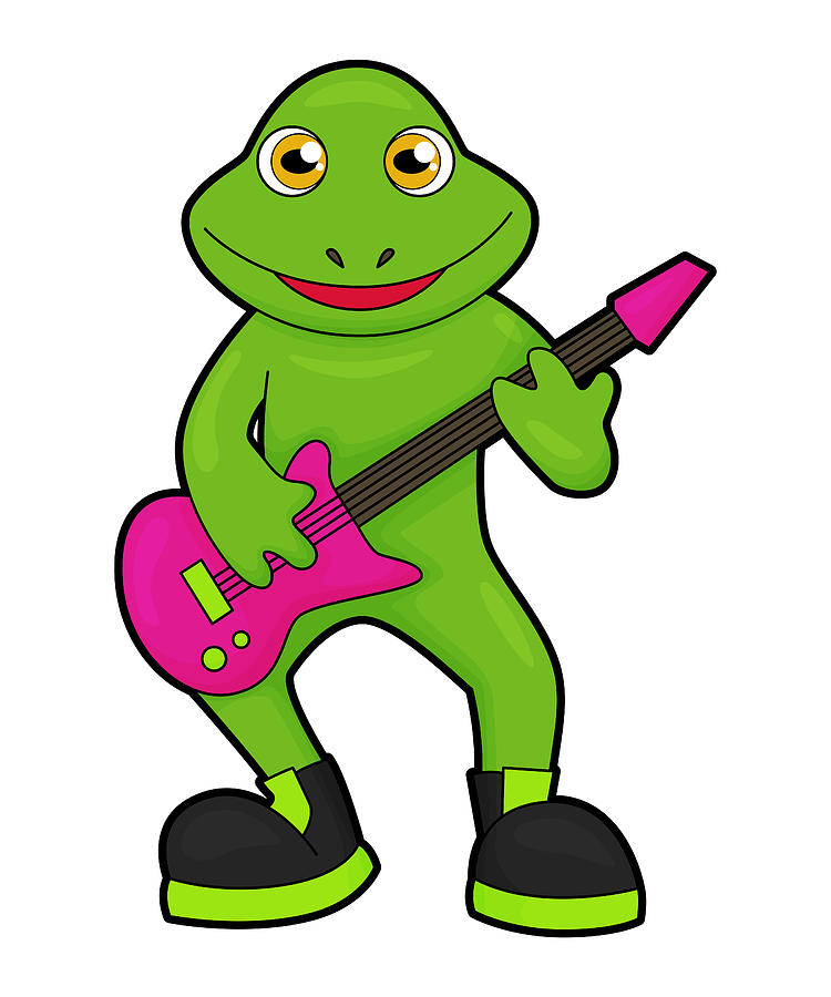 Frog as Musician with Guitar by Markus Schnabel