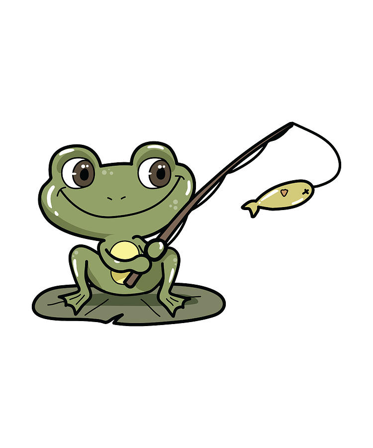 Frog at Fishing with Fishing rod Painting by Markus Schnabel - Pixels