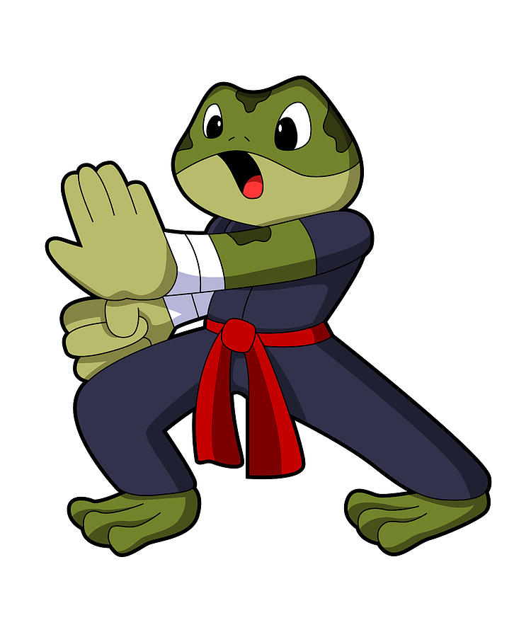 Frog at Martial arts Karate with Belt Painting by Markus Schnabel - Pixels