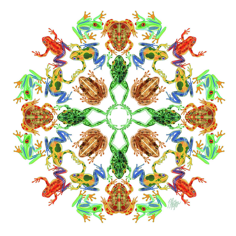 Frog Gathering Nature Mandala Digital Art by Tim Phelps