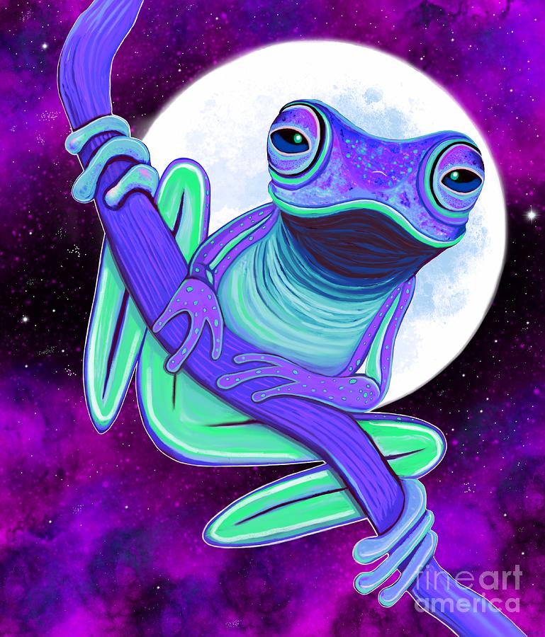 Frog in the Full Moon Digital Art by Nick Gustafson