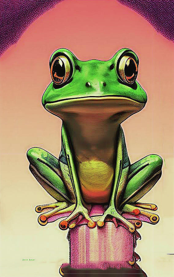 Frog on a log  Digital Art by Dennis Baswell