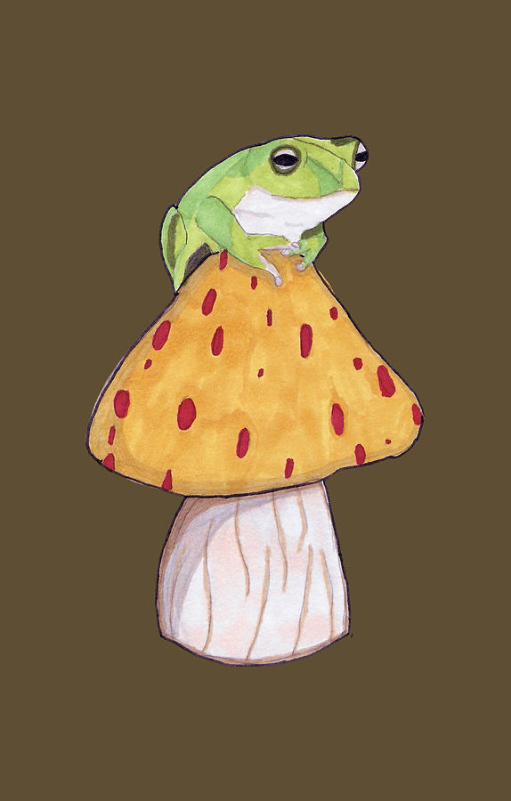 Frog on a Mushroom Transparent Background Painting by Jade Chapman ...