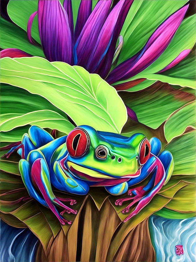Lettuce Digital Art - Frog on Leafs by Long Shot