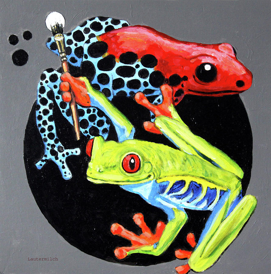 Frog Painting Dots Painting by John Lautermilch