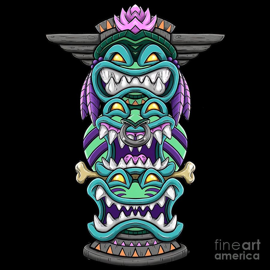 Frog Tiki Totem Pole Painting by Robinson Evie - Fine Art America