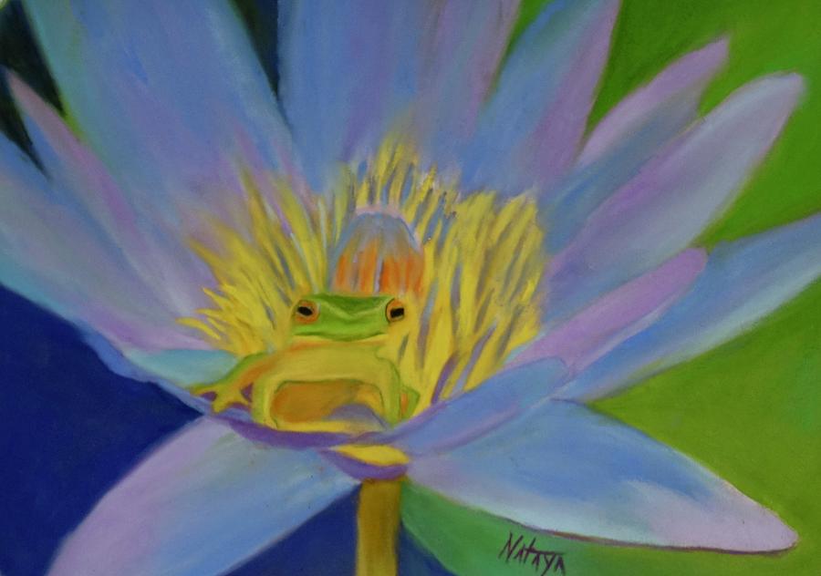 Froggy In The Lily Painting by Nataya Crow
