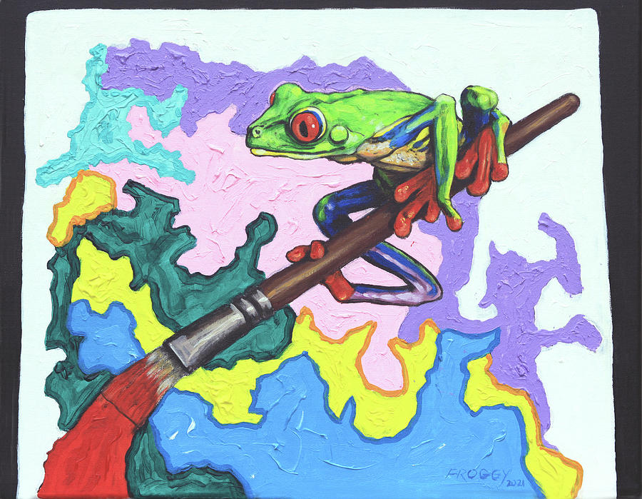 Froggy Painting an Abstract Painting by John Lautermilch