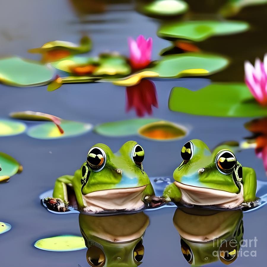 Frogs In Love Digital Art by Rachel Hannah