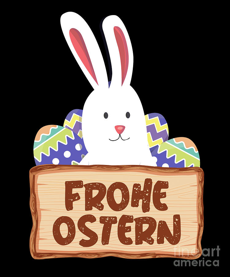 Egg Digital Art - Frohe Ostern Cute Bunny Egg Hunt Holiday Gift by Thomas Larch